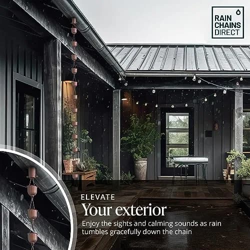 Rain Chains Direct Flutes Rain Chain 8.5 ft | Pure Solid Copper Outdoor Decor thumbnail 7