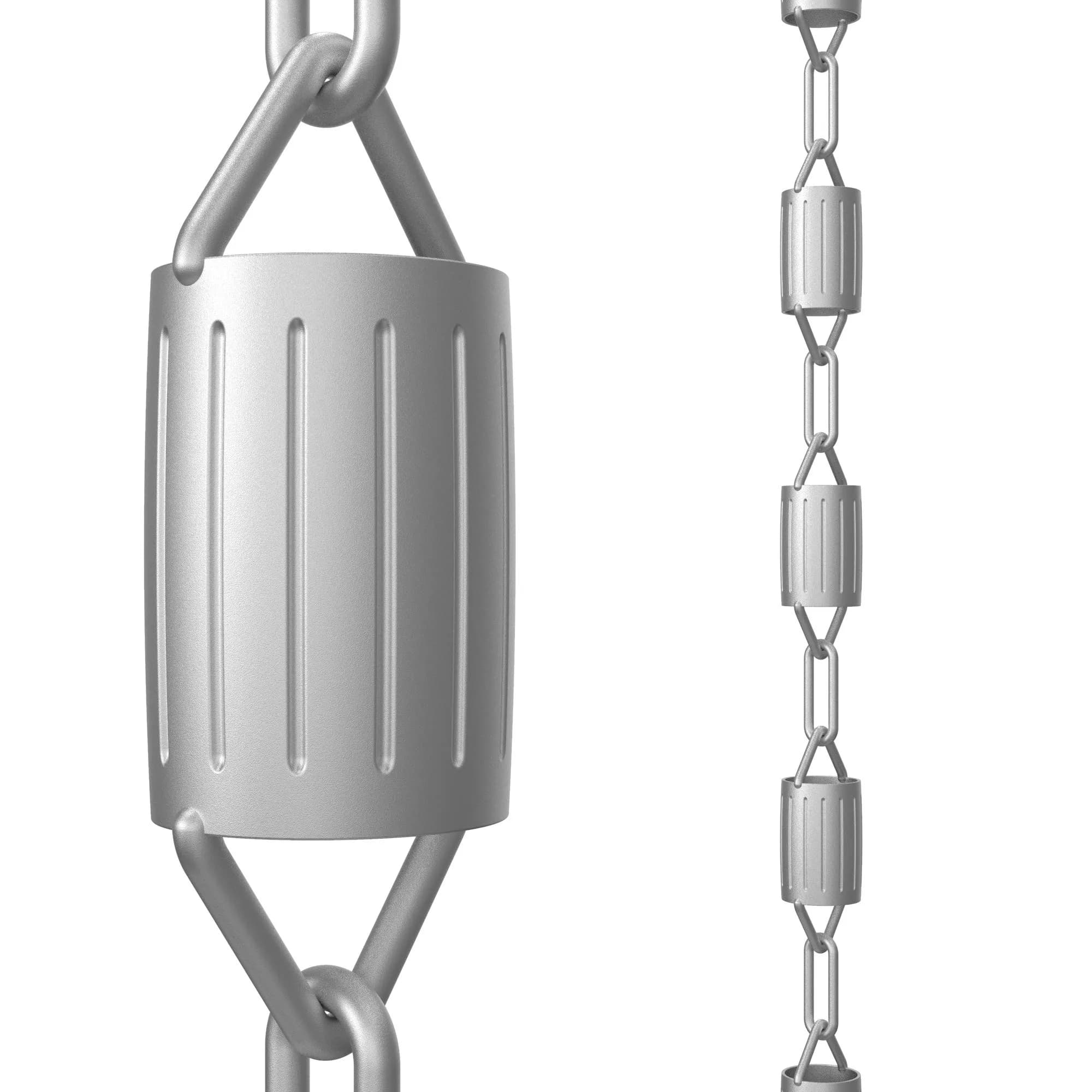 Rain Chains Direct Scallop Rain Chain 8.5 ft | Aluminum Gutter Replacement for Outdoor Décor — Gray Scallop 8.5 ft