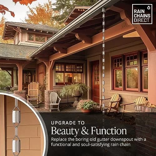 Rain Chains Direct Scallop Rain Chain 8.5 ft | Aluminum Gutter Replacement for Outdoor Décor thumbnail 2