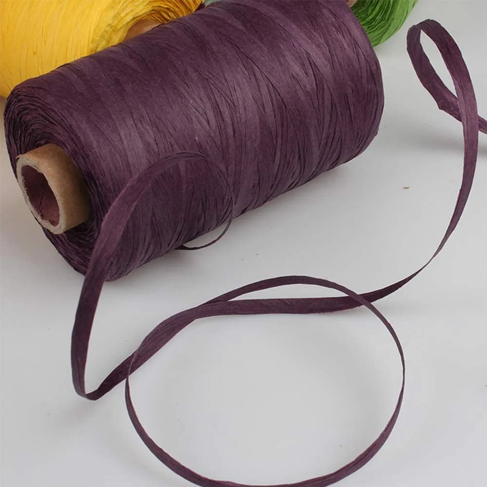 FAU Yarn Brown Raffia Paper Crochet Ribbon 316 Yards (948 Feet) | Solid Pattern for Hats & Bags - view 7