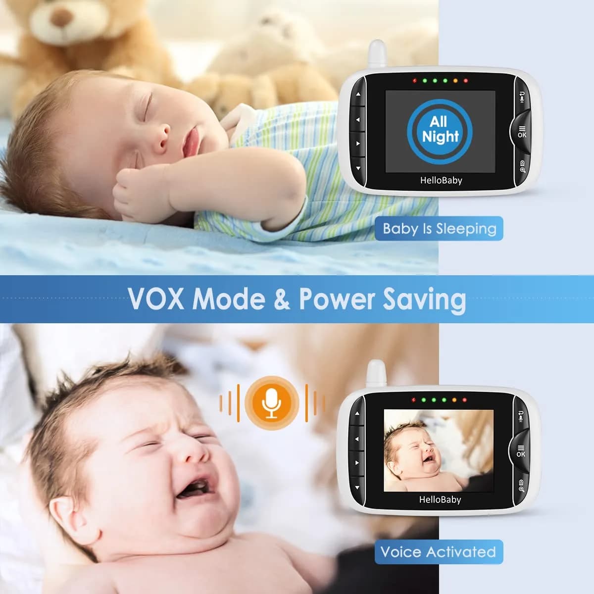 HelloBaby HB66pro Video Baby Monitor with 3.2" IPS Screen | Remote Pan-Tilt-Zoom, Night Vision, Temp Sensor, 2-Way Audio - view 5