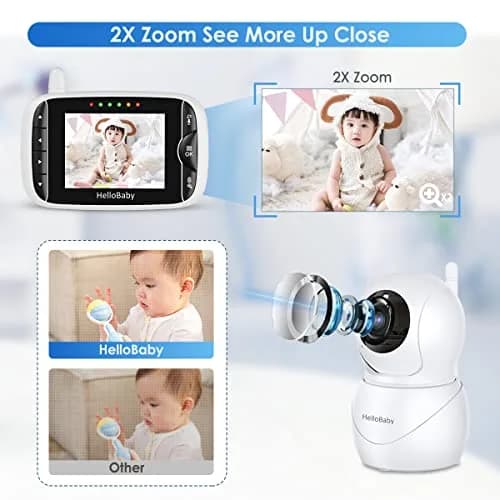 HelloBaby HB66pro Video Baby Monitor with 3.2" IPS Screen | Remote Pan-Tilt-Zoom, Night Vision, Temp Sensor, 2-Way Audio thumbnail 3