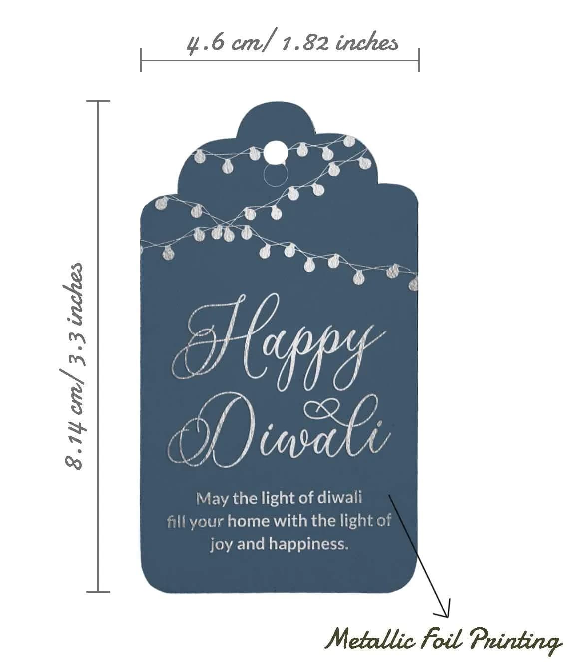 Inkdotpot Happy Diwali Favor Paper Tags 4.6 x 8.14 Cm (100 Pack, Dark Teal Blue) | Real Silver Foil - view 5
