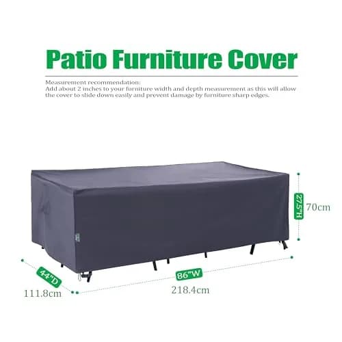 F&J Outdoors Patio Outdoor Furniture Cover, Grey, 86"W x 44"D x 27.5"H | Heavy Duty Waterproof UV Resistant thumbnail 2