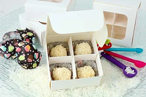 GRETEL BAKING White Food Storage Container | 20-Ct Treat Boxes with Dividers (3.5x3.5x1.57in) thumbnail 2