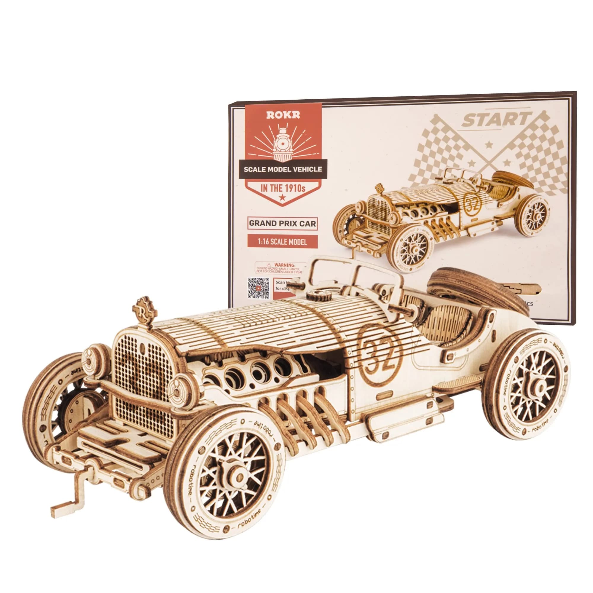 ROKR 3D Wooden Puzzle Car Model Kit - Advanced Brain Teaser for Adults, 220 pcs, 18.9cm x 8cm | Unique Gift