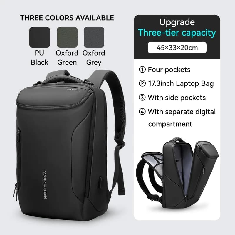 MARK RYDEN Business Backpack for Men, 17.3 Inch Laptop Backpack | Water Resistant with USB Port thumbnail 8