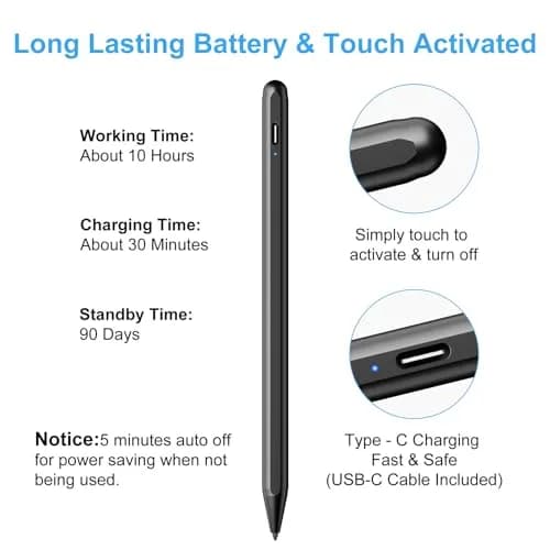 FOJOJO Stylus Pen for iPad 2026-2018 | Fast Charge, Palm Rejection, Precise Writing thumbnail 6