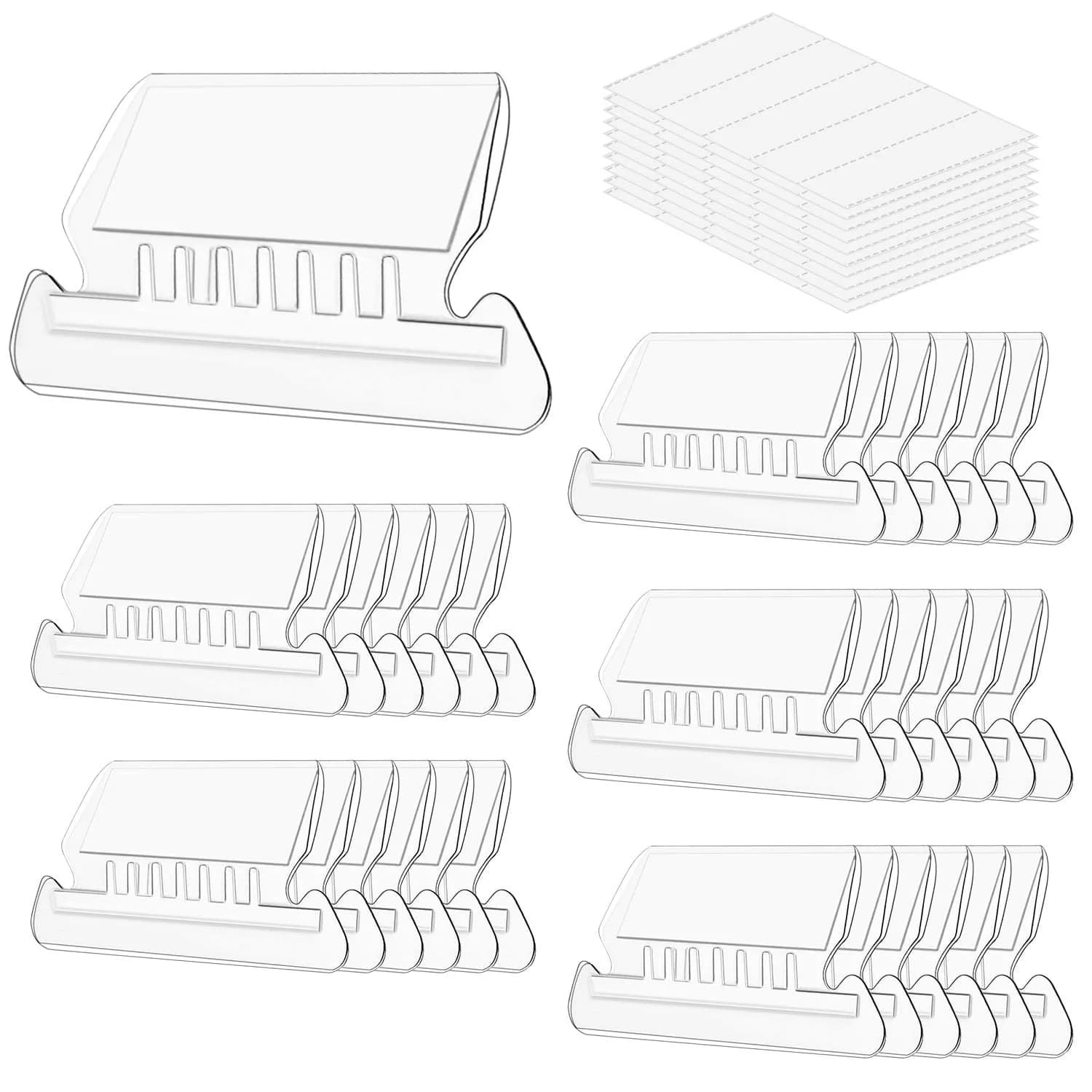 PAXCOO Clear Hanging File Folder Tabs - 50 Sets, 2-inch Wide Plastic & Paper - main product image