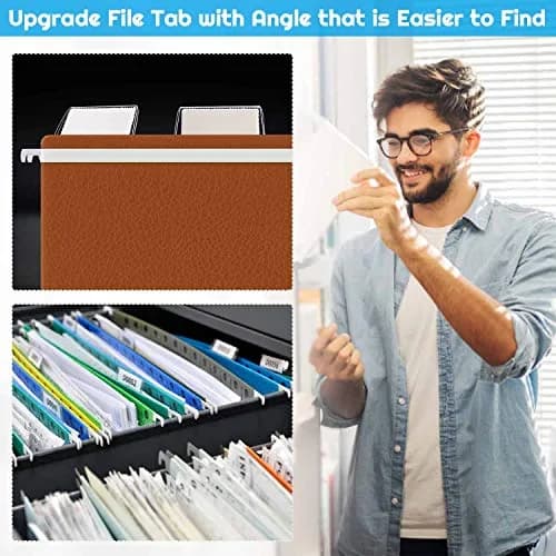 PAXCOO Hanging File Folder Tabs & Inserts 50 Sets | Transparent & White, 2-inch Wide thumbnail 5