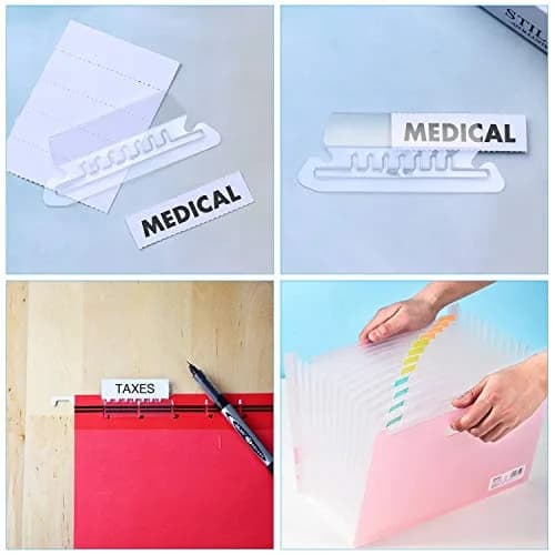 PAXCOO Hanging File Folder Tabs & Inserts 50 Sets | Transparent & White, 2-inch Wide thumbnail 6