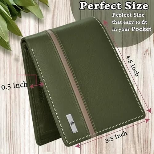 HORNBULL Denial Leather Wallet for Men | Olive | 114mm (4.49in) x 94mm (3.7in) x 13mm (0.51in) | RFID Blocking Bi-Fold Wallet thumbnail 8