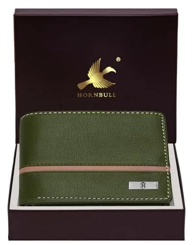 HORNBULL Denial Leather Wallet for Men | Olive | 114mm (4.49in) x 94mm (3.7in) x 13mm (0.51in) | RFID Blocking Bi-Fold Wallet thumbnail 2
