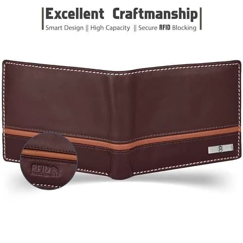 HORNBULL Denial Leather Wallet for Men | Brown Two Fold Wallet with RFID Blocking | 11 cm (W) x 9 cm (H) thumbnail 5