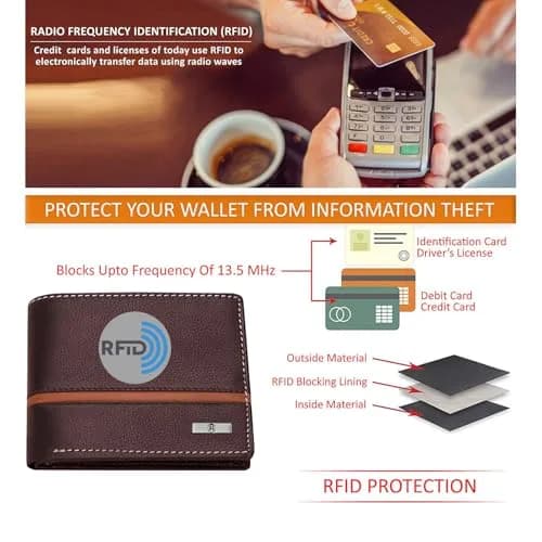 HORNBULL Denial Leather Wallet for Men | Brown Two Fold Wallet with RFID Blocking | 11 cm (W) x 9 cm (H) thumbnail 6