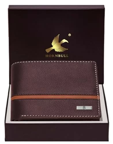 HORNBULL Denial Leather Wallet for Men | Brown Two Fold Wallet with RFID Blocking | 11 cm (W) x 9 cm (H) thumbnail 2