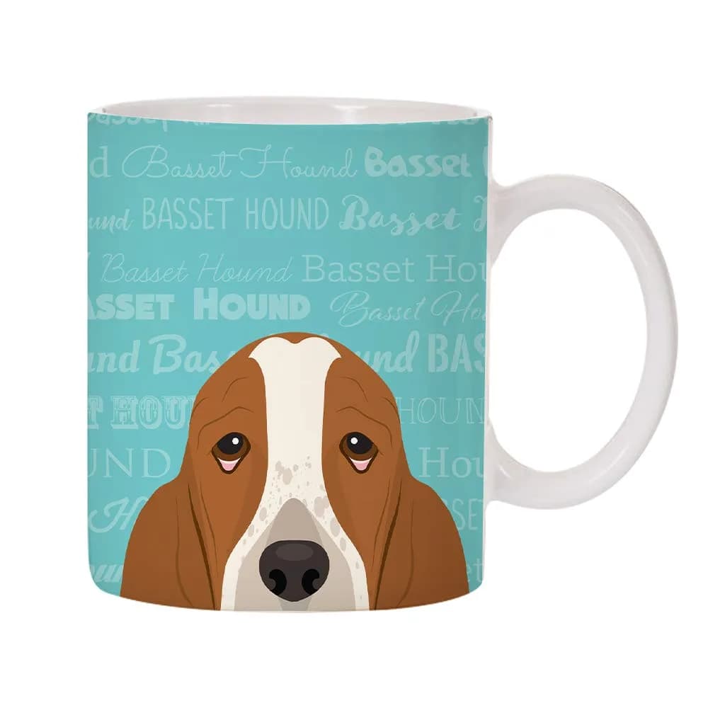 Mystic Sloth Basset Hound Dog Breed Design 11oz (325ml) Ceramic Coffee Mug | Adorable Long Lasting Design — Basset Hound