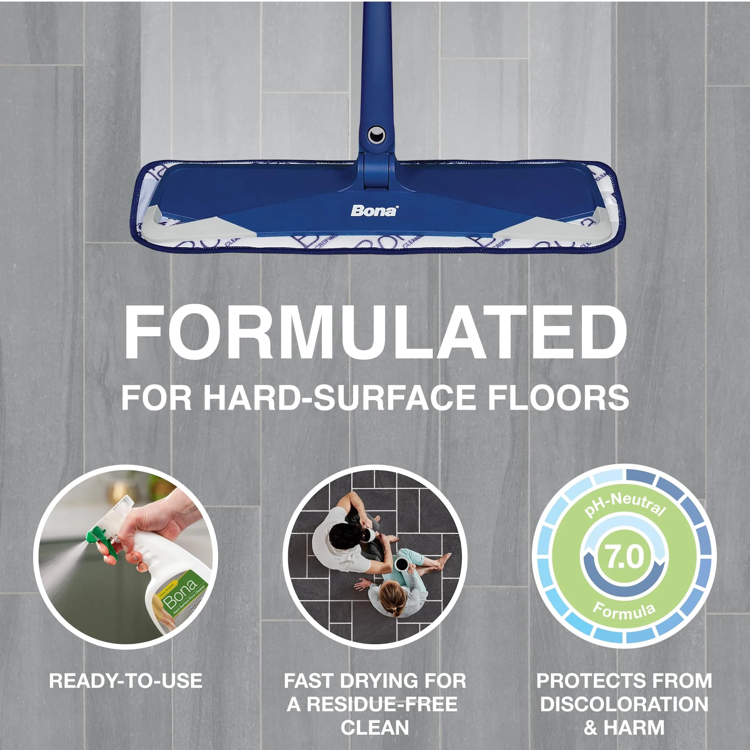 Bona Multi-Surface Floor Cleaner Spray with Lemon Mint Scent, 946 ml (32 fl oz) | Residue-Free Cleaning for Stone, Tile, Laminate & Vinyl Floors - view 2