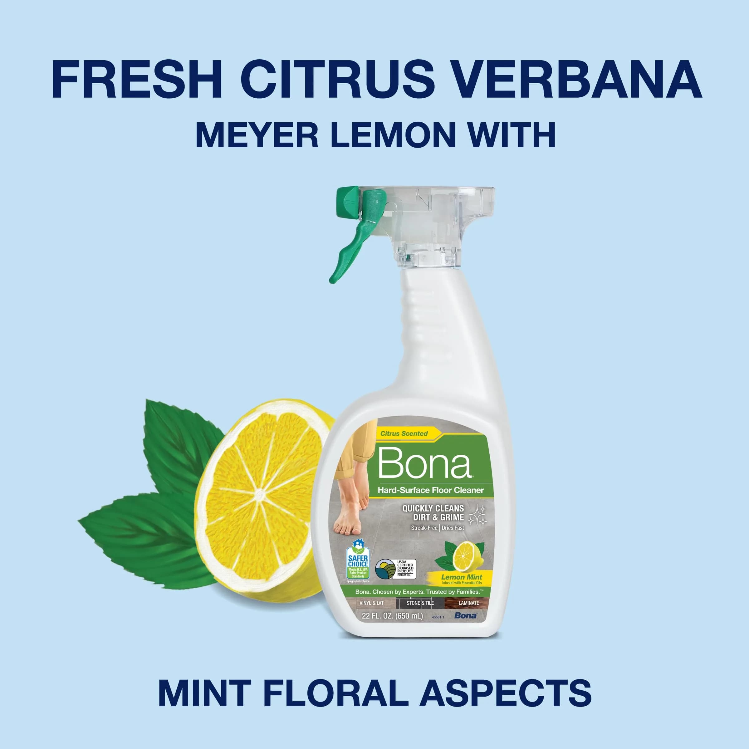 Bona Multi-Surface Floor Cleaner Spray with Lemon Mint Scent, 946 ml (32 fl oz) | Residue-Free Cleaning for Stone, Tile, Laminate & Vinyl Floors - view 4