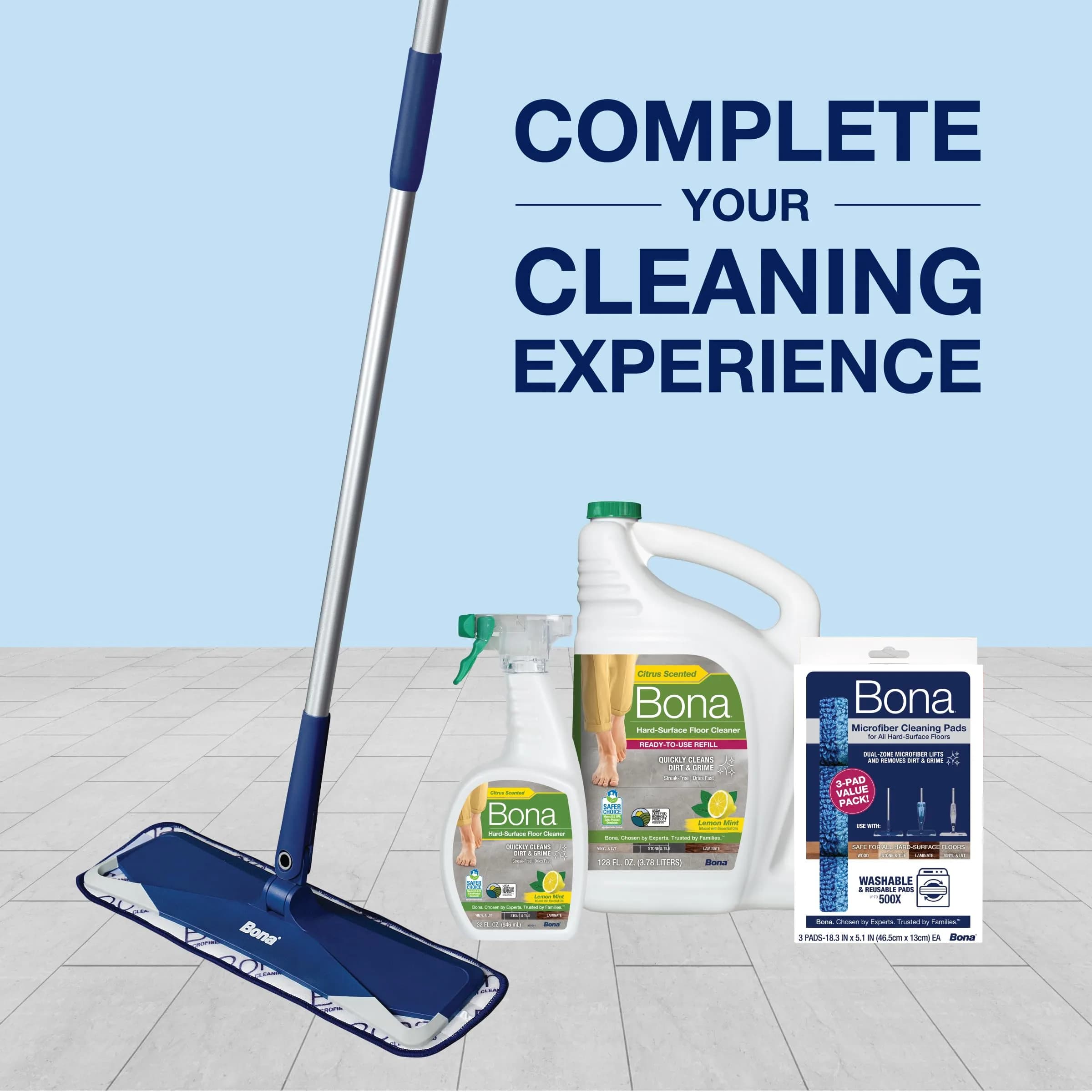 Bona Multi-Surface Floor Cleaner Spray with Lemon Mint Scent, 946 ml (32 fl oz) | Residue-Free Cleaning for Stone, Tile, Laminate & Vinyl Floors - view 7