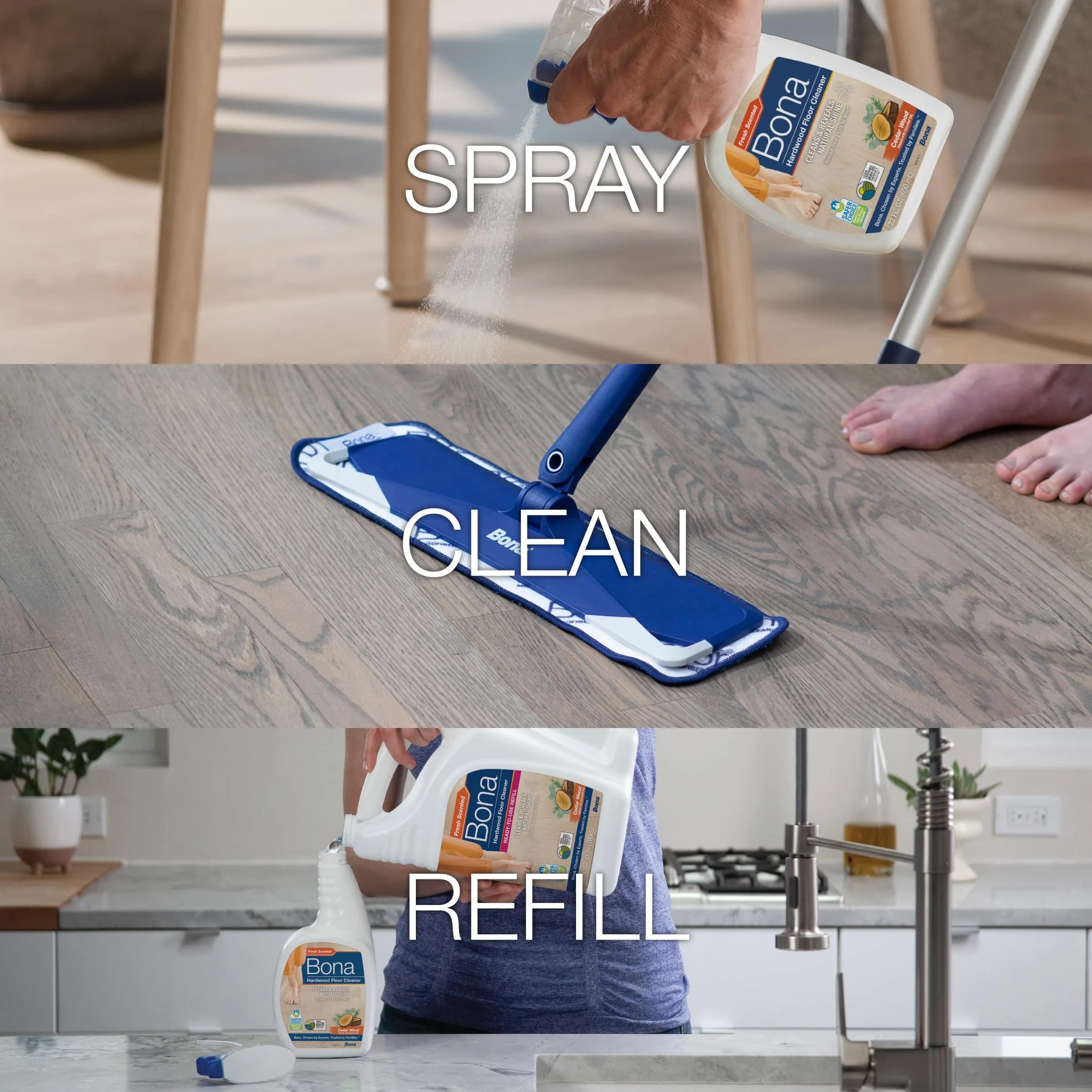 Bona Hardwood Floor Cleaner Spray, 32 fl oz (946 ml) | Residue-Free Formula for Spotless Shine - view 5