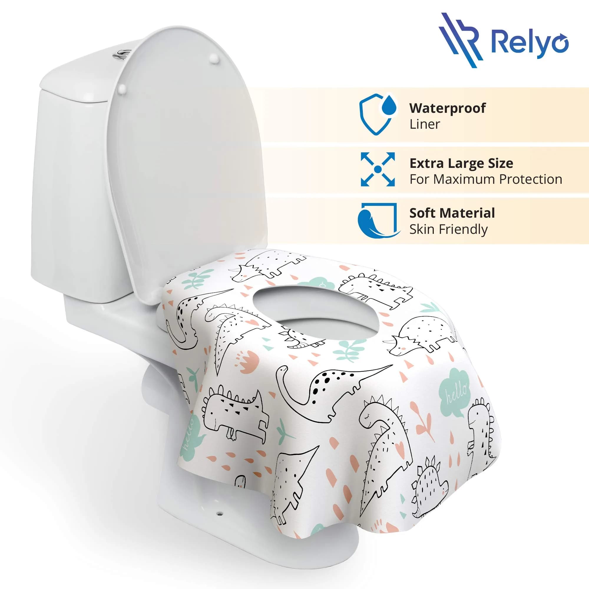 Relyo Disposable Toilet Seat Covers - Dinosaurs Print, 20 Count Travel Pack for Kids & Toddlers - view 2