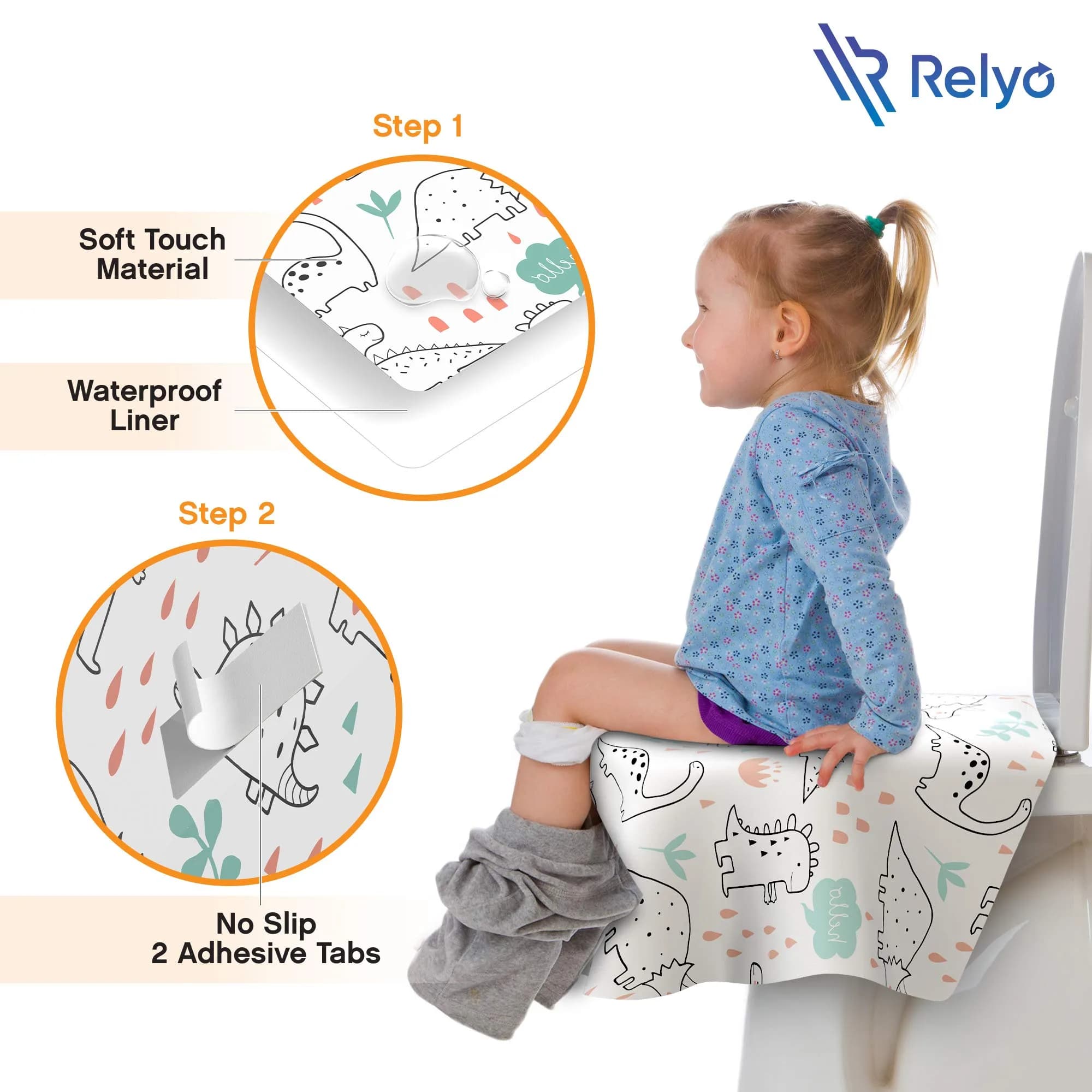 Relyo Disposable Toilet Seat Covers - Dinosaurs Print, 20 Count Travel Pack for Kids & Toddlers - view 3