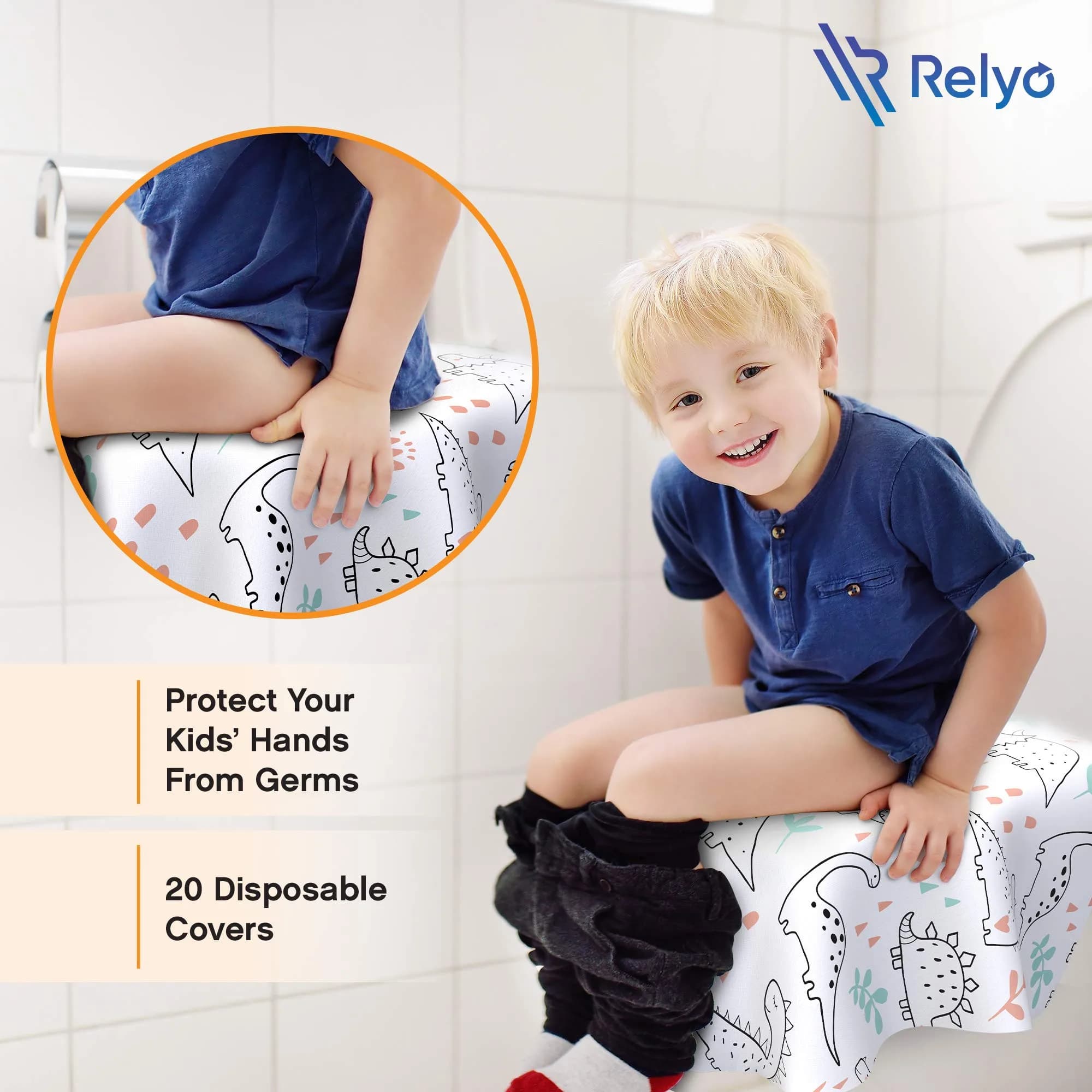 Relyo Disposable Toilet Seat Covers - Dinosaurs Print, 20 Count Travel Pack for Kids & Toddlers - view 4