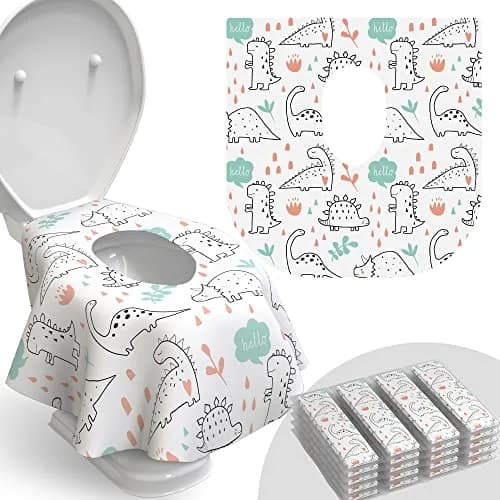Relyo Disposable Toilet Seat Covers for Travel – 20 Pack (Waves) | Waterproof & Non-Slip for Potty Training — Dinosaurs
