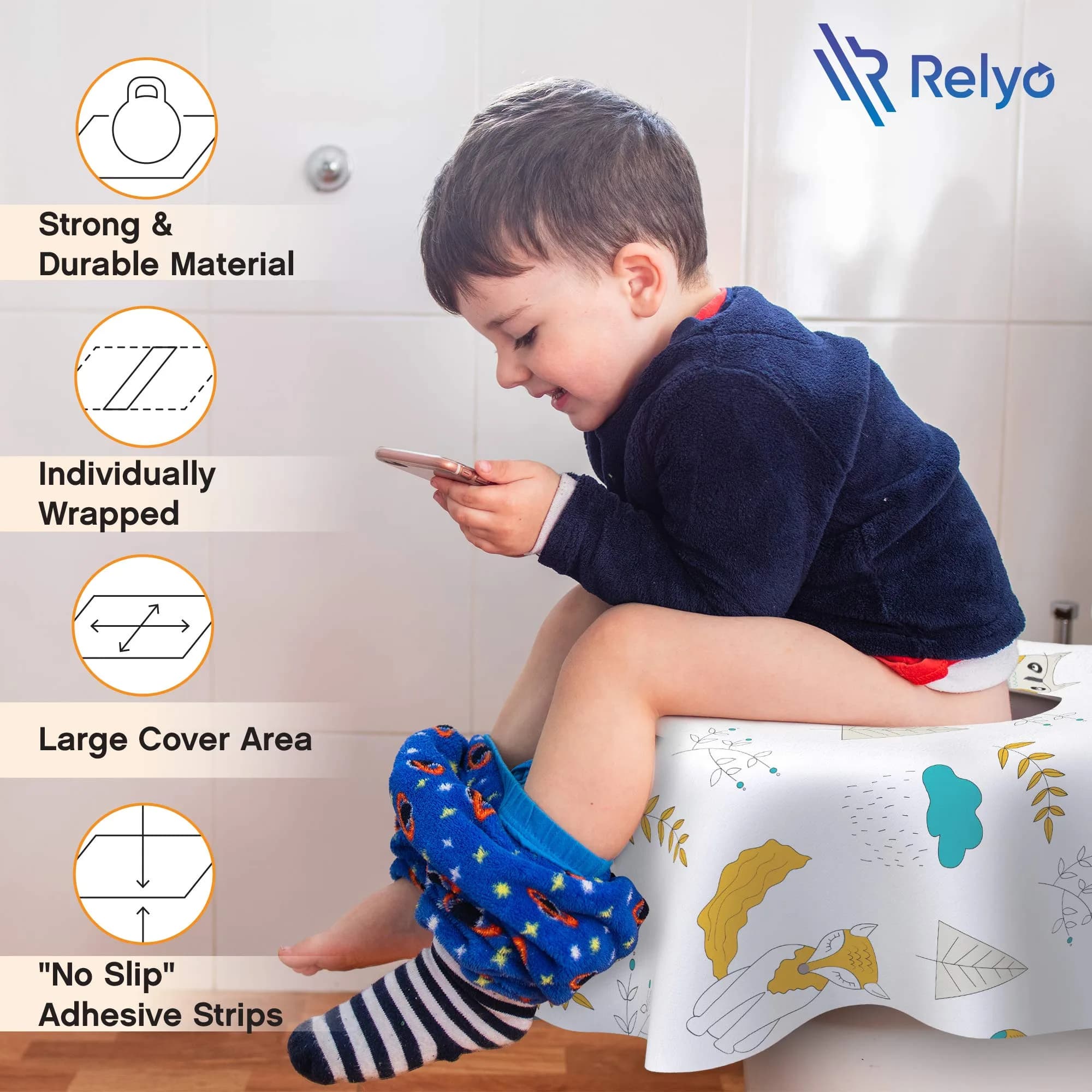 Relyo Disposable Toilet Seat Covers 20 Pack (Owls) | Travel-Friendly, Waterproof Protection for Kids & Adults - view 5