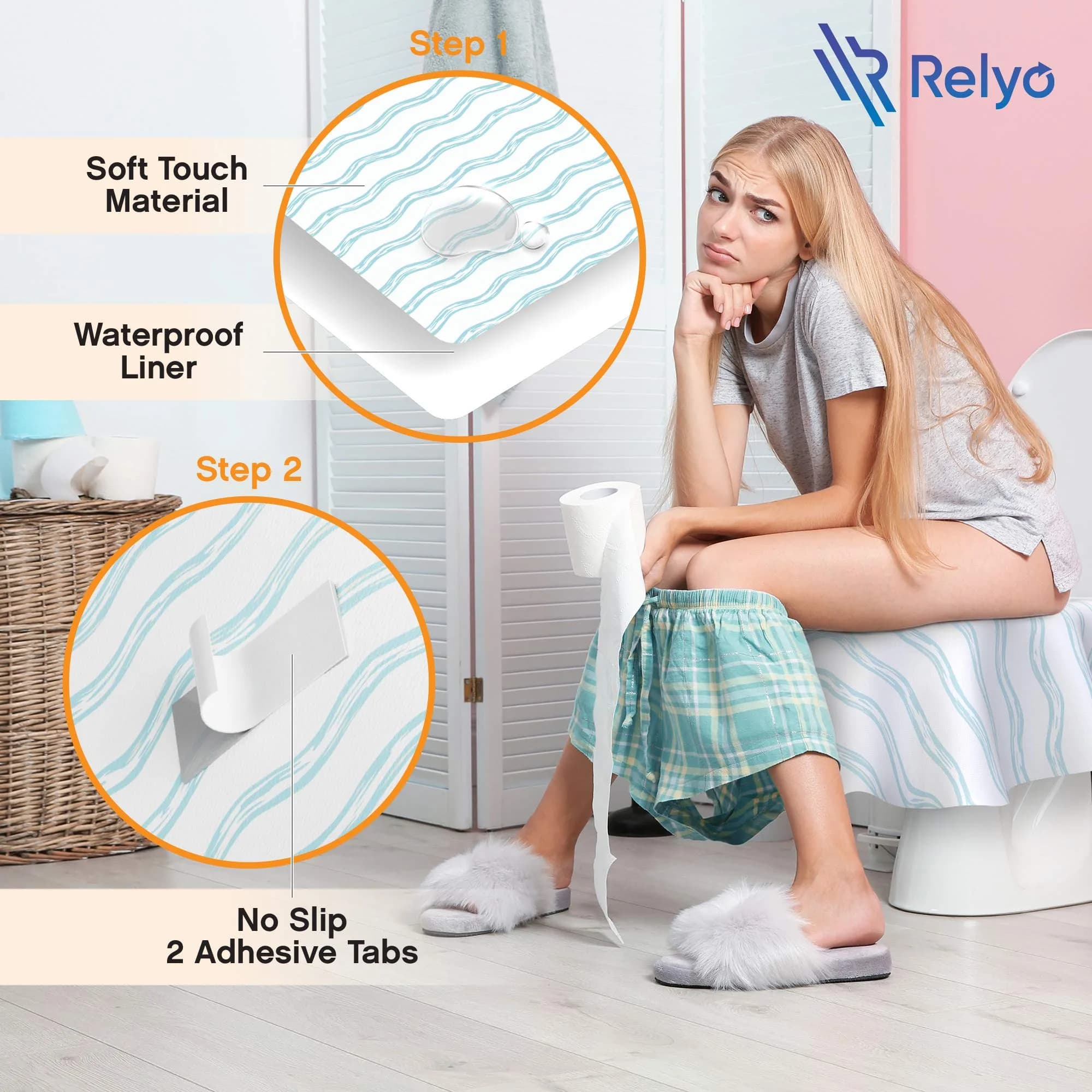 Relyo Disposable Toilet Seat Covers for Travel – 20 Pack (Waves) | Waterproof & Non-Slip for Potty Training - view 4