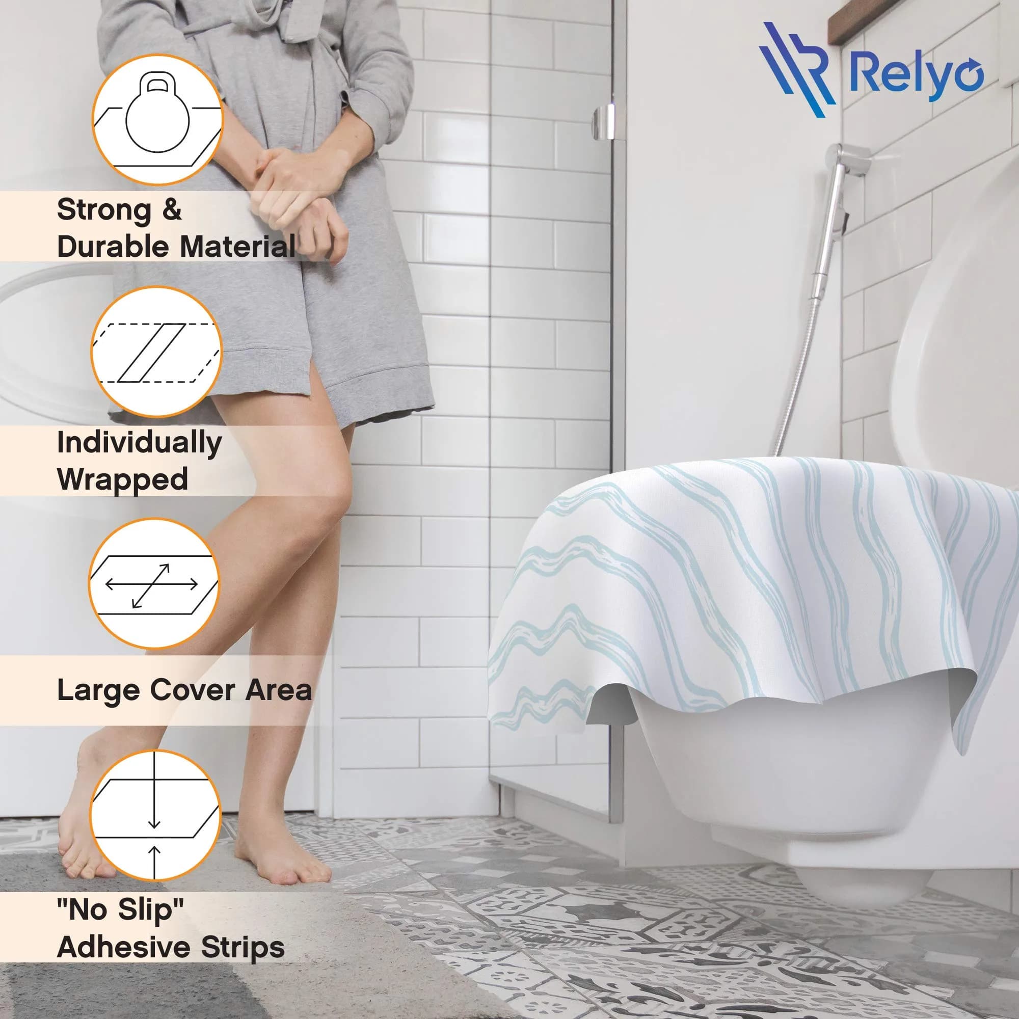 Relyo Disposable Toilet Seat Covers for Travel – 20 Pack (Waves) | Waterproof & Non-Slip for Potty Training - view 5