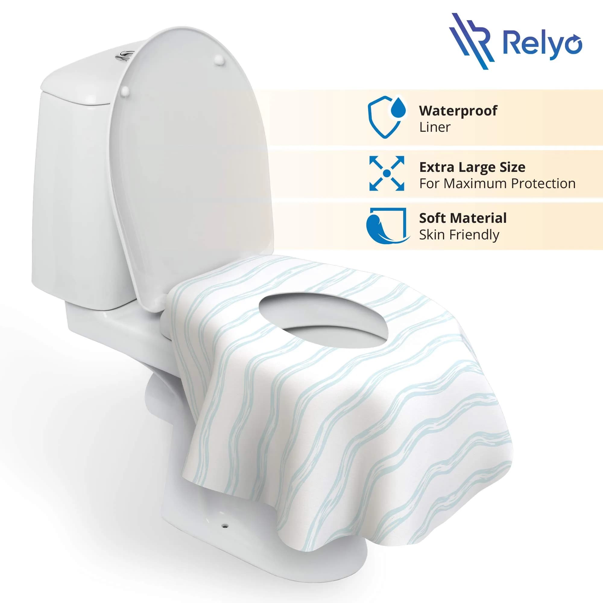 Relyo Disposable Toilet Seat Covers for Travel – 20 Pack (Waves) | Waterproof & Non-Slip for Potty Training - view 2