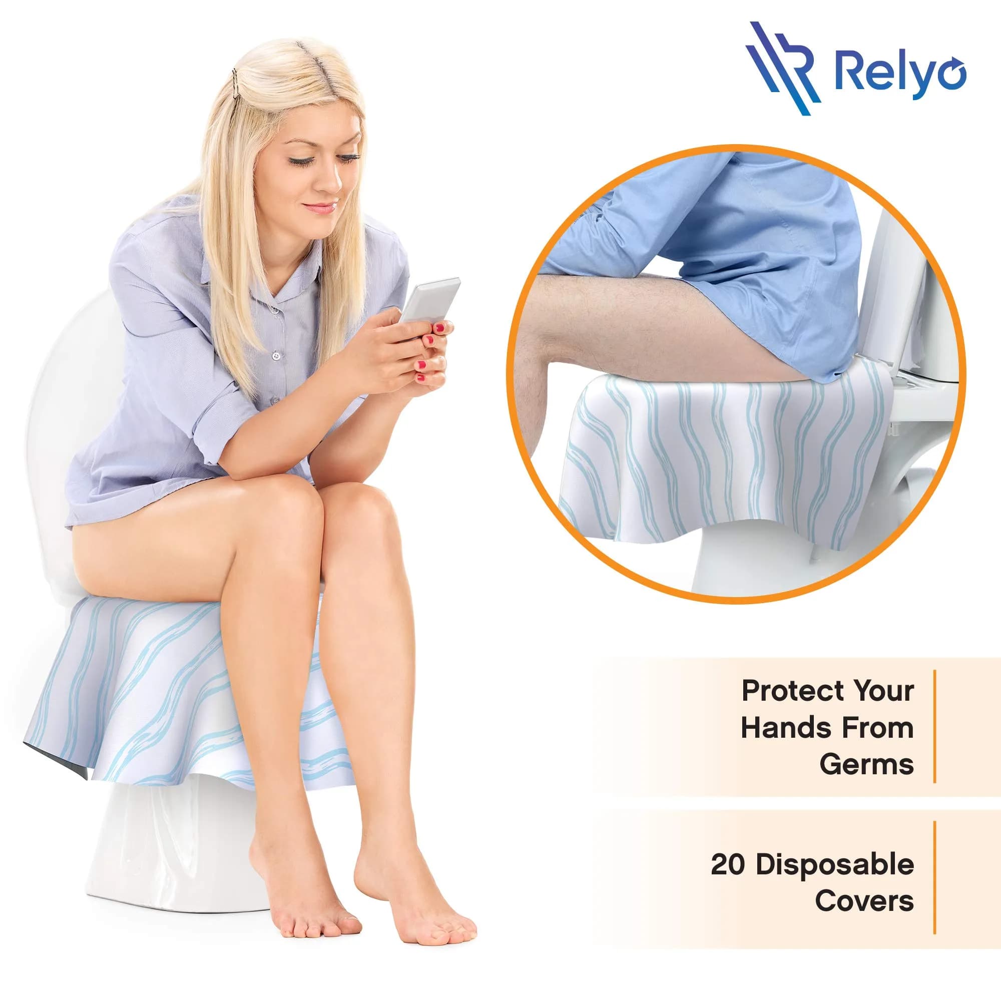 Relyo Disposable Toilet Seat Covers for Travel – 20 Pack (Waves) | Waterproof & Non-Slip for Potty Training - view 3