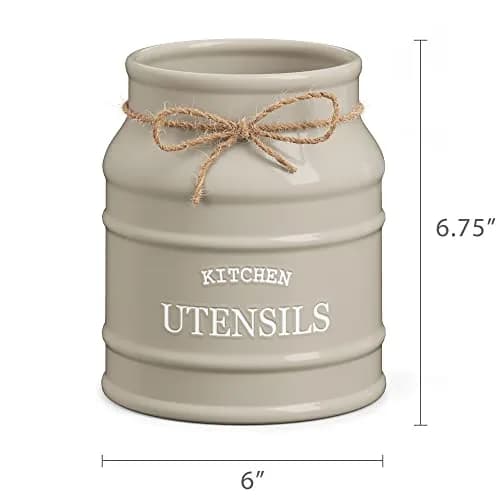 Barnyard Designs Ceramic Kitchen Utensil Holder Countertop 6.75" | Rustic Farmhouse Decor (70-120 chars) thumbnail 7