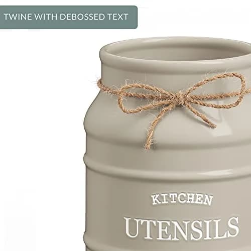 Barnyard Designs Ceramic Kitchen Utensil Holder Countertop 6.75" | Rustic Farmhouse Decor (70-120 chars) thumbnail 9