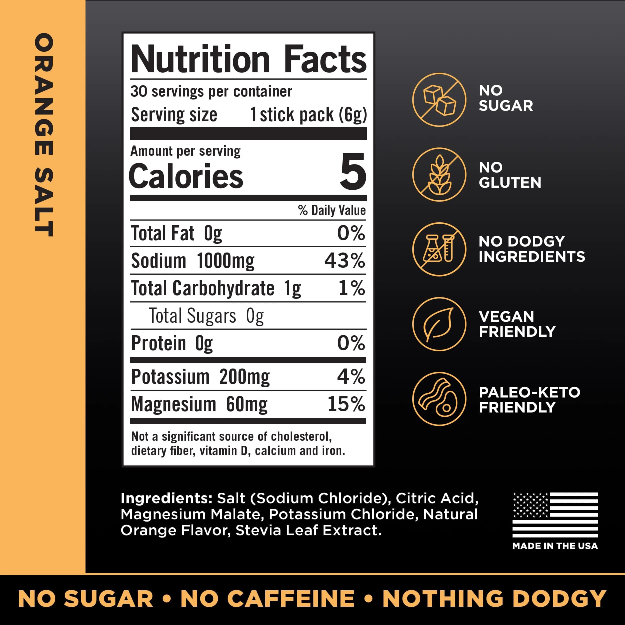 LMNT Zero Sugar Electrolytes Orange Salt Drink Mix (30 Count) | Best Electrolyte Drink Mix for Fitness - view 2