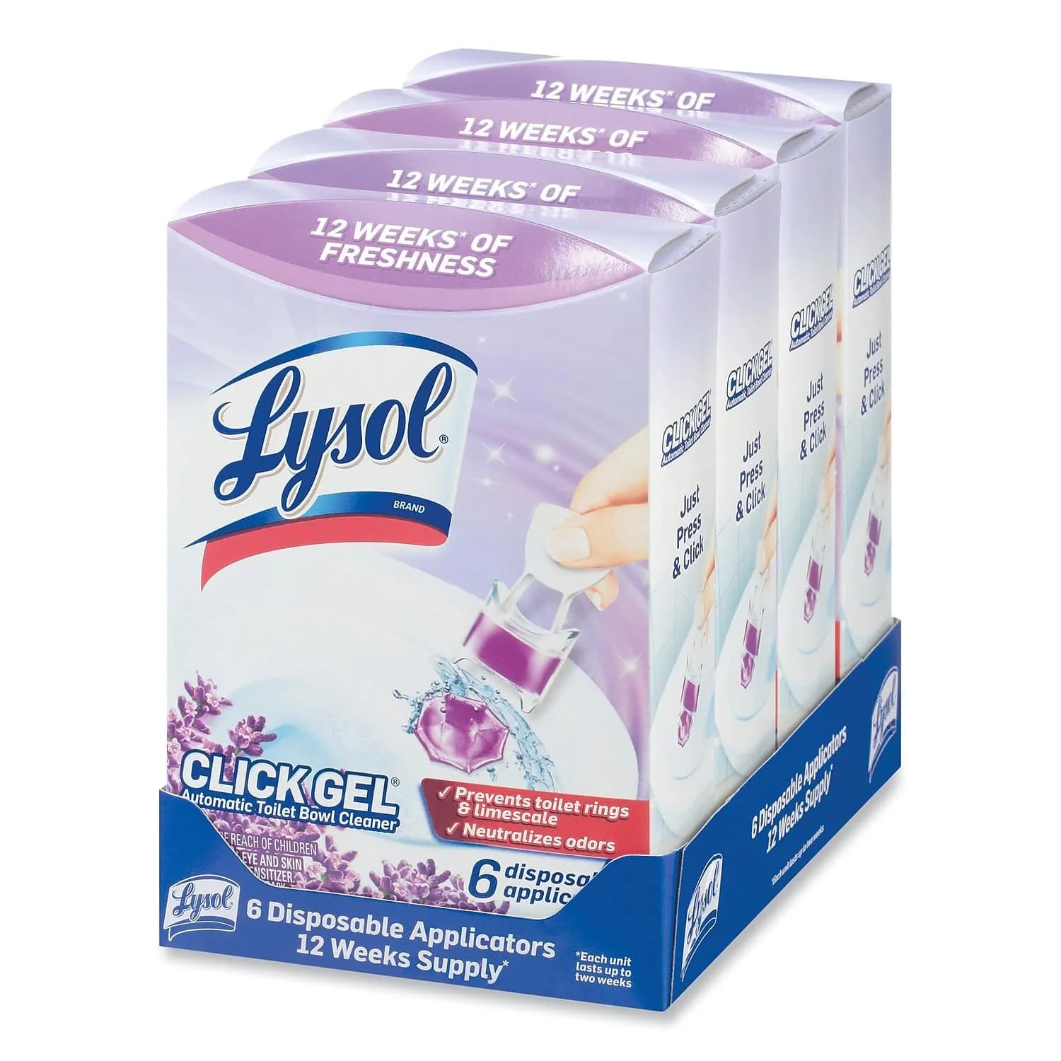 Lysol Click Gel Automatic Toilet Bowl Cleaner Lavender 6 Count | Bleach-Free Gel for Continuous Clean & Freshness - view 5