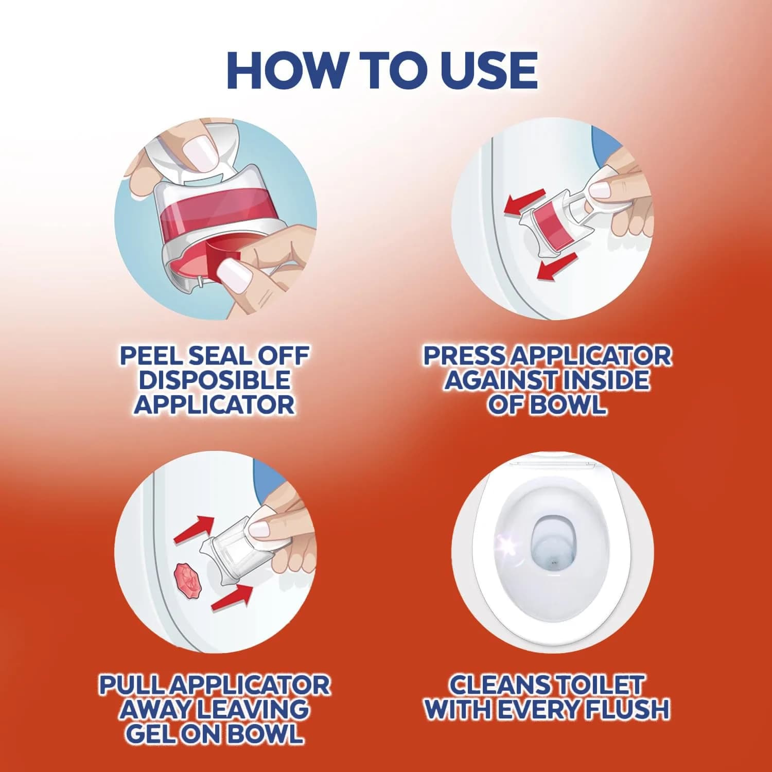 Lysol Click Gel Automatic Toilet Bowl Cleaner Stamp, Refreshing Mango & Hibiscus Scent, 6 Count (Pack of 1) | Cleans and Freshens with Every Flush - view 4