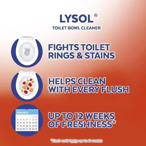 Lysol Click Gel Automatic Toilet Bowl Cleaner Stamp, Refreshing Mango & Hibiscus Scent, 6 Count (Pack of 1) | Cleans and Freshens with Every Flush thumbnail 3