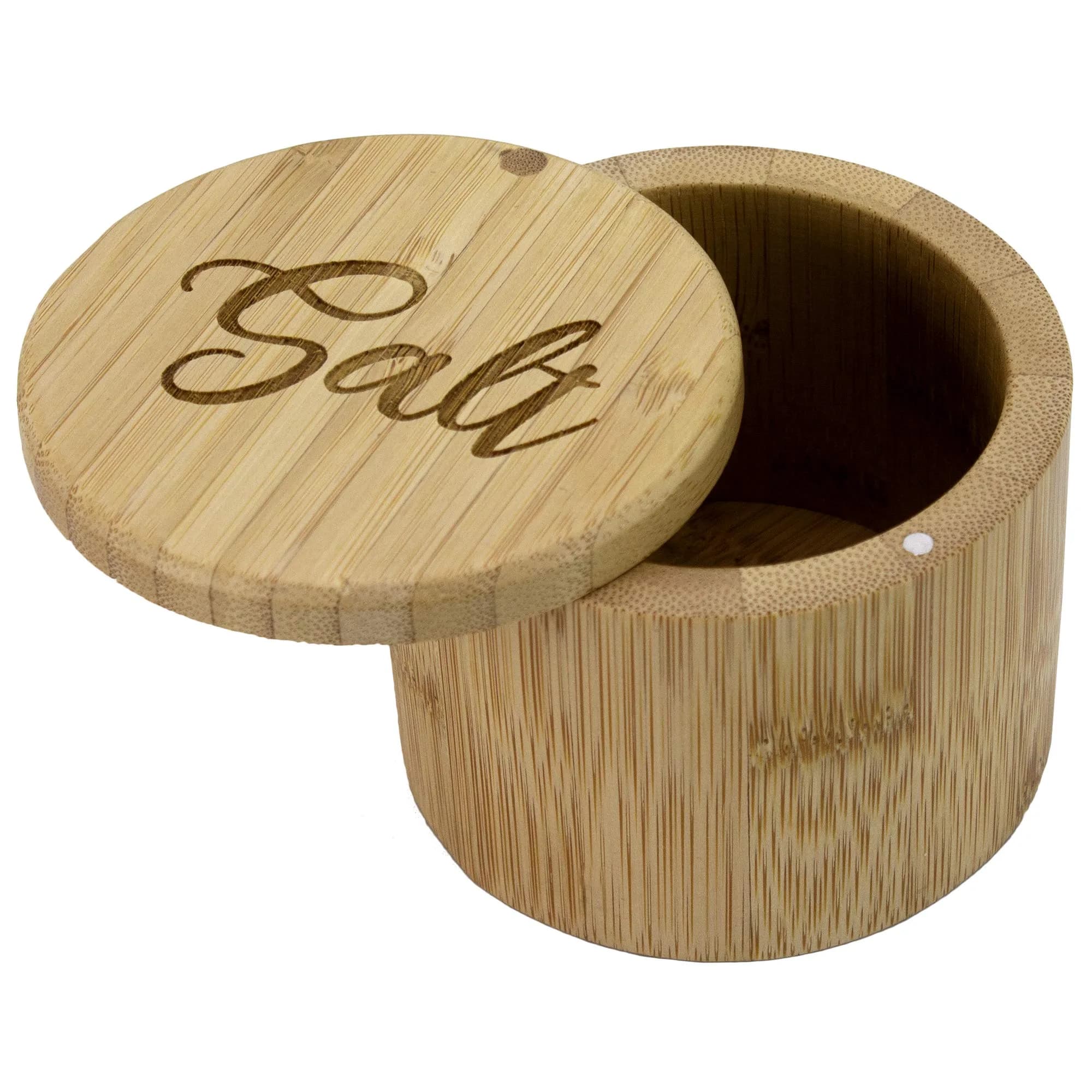 Totally Bamboo Salt Cellar Bamboo Storage Box with Magnetic Swivel Lid, 6 Ounce Capacity, Salt Engraved on Lid - main product image