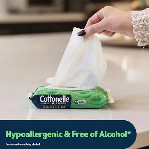 Cottonelle GentlePlus Flushable Wipes 42 Wipes per Pack (8 Packs Total) | Septic-Safe & Gentle for All Skin Types thumbnail 3