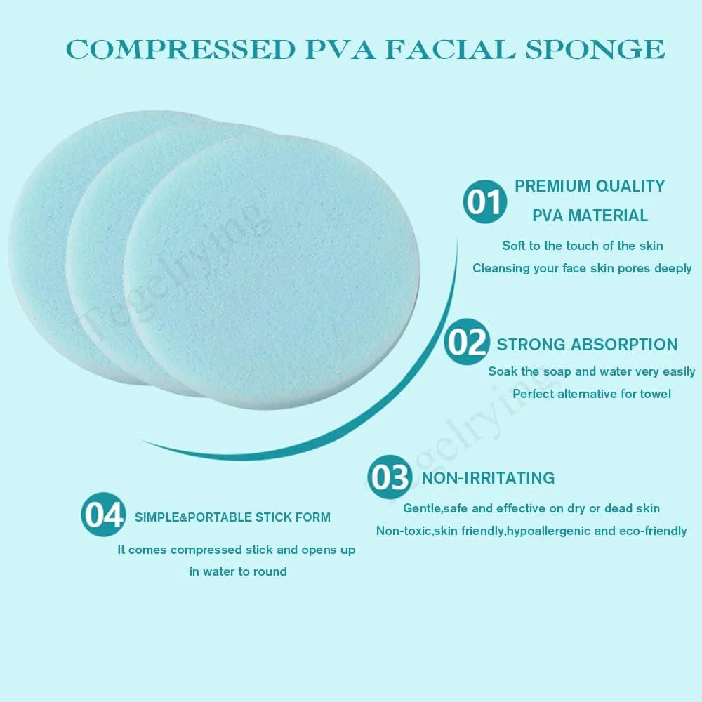 Tegelrying Blue 120 Count Compressed Facial Sponges | Professional Makeup Removal & Cleansing - view 7