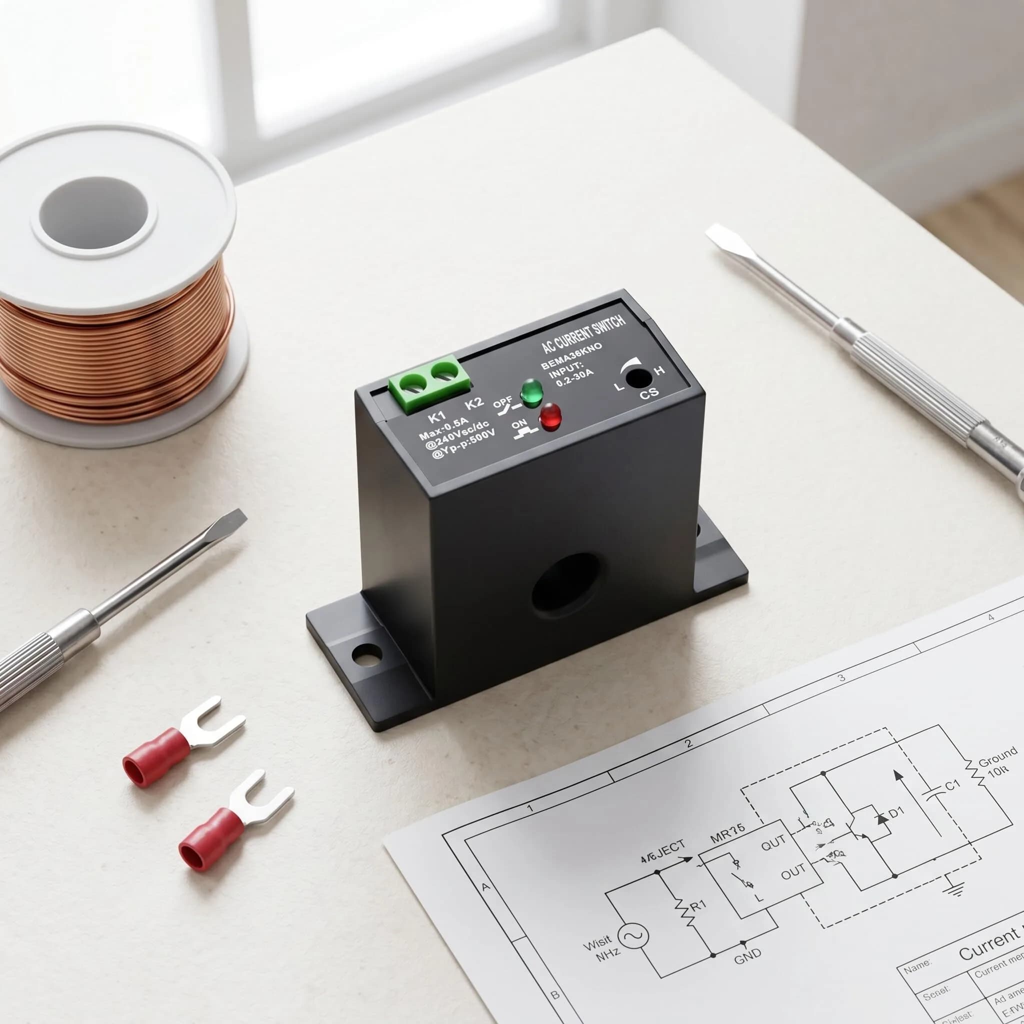 YWBL-WH AC Current Sensing Switch 0.2-30A | Self-Powered Relay for Electrical Panel Protection - view 4