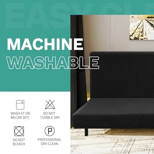 YEMYHOM Futon Cover Jacquard Design High Stretch Black | Modern Furniture Protector thumbnail 7
