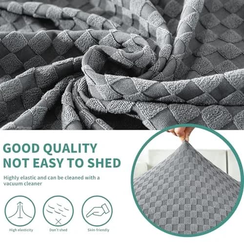 YEMYHOM 4-Piece Stretch Recliner Slipcover Set Light Gray | Modern Jacquard Furniture Protector with Side Pocket thumbnail 3