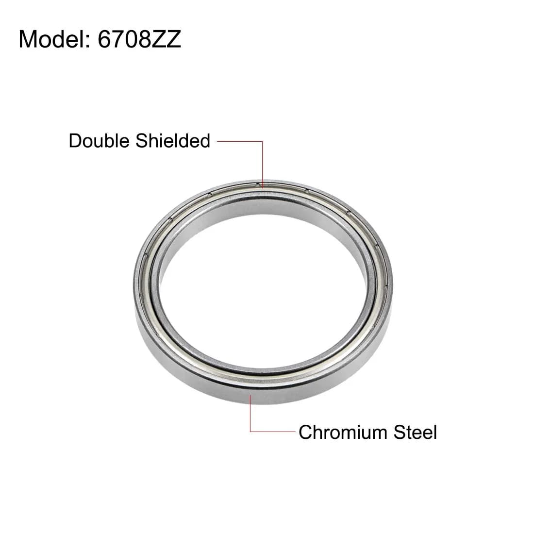 uxcell 6708ZZ Deep Groove Ball Bearings 40mm x 50mm x 6mm Double Shielded Chrome Steel (1 pc) - view 2