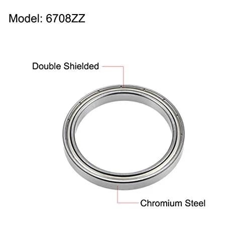 uxcell 6708ZZ Deep Groove Ball Bearings 40mm x 50mm x 6mm Double Shielded Chrome Steel (1 pc) thumbnail 2