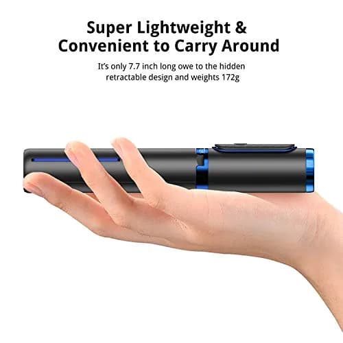 ATUMTEK Selfie Stick Tripod 61cm (24") Extendable Aluminum with Bluetooth Remote, Blue | Integrated Design for iPhone & Samsung thumbnail 5