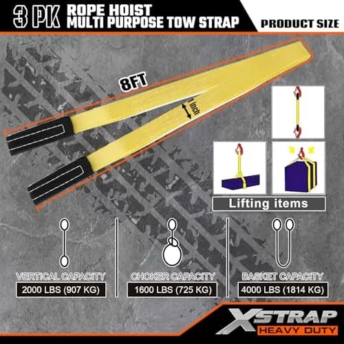 XSTRAP STANDARD 65ft (19.8m) Rope Hoist with 2x 8ft (2.4m) Lift Slings | 4000 lbs Break Strength thumbnail 4